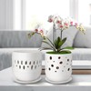 COLOAPT Orchid Pot with Holes, 5+6 Inch Ceramic Orchid Pots,