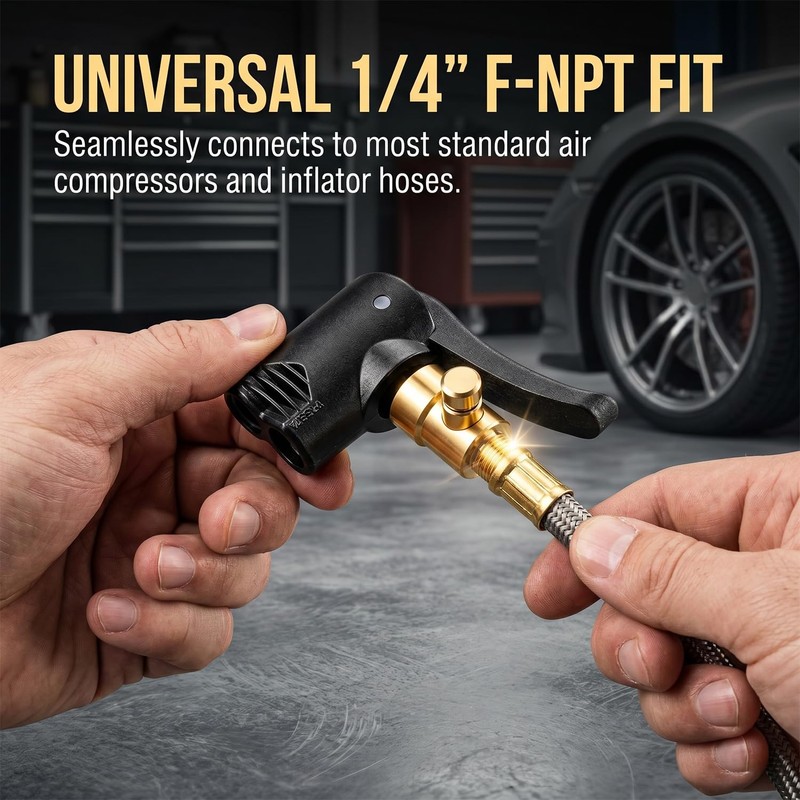 2 Pack Locking Presta Schrader Air Chuck, Dual Head Tire
