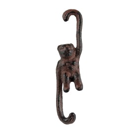 Unbranded Small Rustic Cast Iron Monkey Double Hook Ceiling Plant Basket Hanger 4 1/4 inch