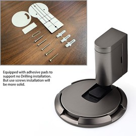 VACNEA Windproof Door Stopper, Heavy Duty Doorstops, Height Adjustable Mechanical Door Catch Holder Keep Door Open, No Drilling with Screws and Adhesive, 1Pack, Grey
