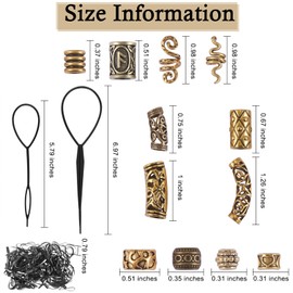 Ornaland 326 Pcs Hair Beads for Jewelry Making Bulk Large Tibetan Style Alloy Beads for DIY Jewelry Making Hair Braids Decoration(Tibetan Gold)