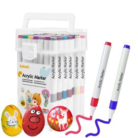 Axinost Acrylic Markers, Acrylic Pens, Children's DIY Graffiti Pens, Acrylic Pens for Stones, Waterproof, Acrylic Markers, Glass Painting Pens for Stone, Fabric, Wood, Canvas, Glass, Ceramic, for