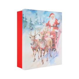 Idena 30516 Gift Box with Lid in Size 36 x 29 cm, Gift Boxes with Santa on the Sleigh and Reindeer