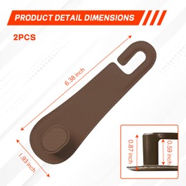 Hovom 2PCS Car Seat Headrest Hook, Purse Hooks for Cars, Leather Auto Seat Hanger for Grocery Bag Handbag Coat Umbrella, Headrest Hanger Storage Organizer Car Accessories (Brown, Single Hook)