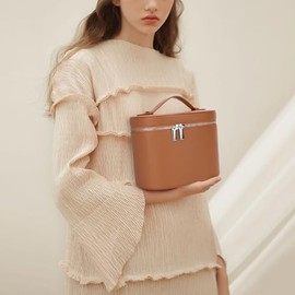 YFGBCX - Bolsa de maquillaje con divisor extraíble, bolsa de aseo portátil, organizador de maquillaje, Marrón