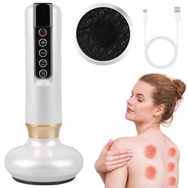 Cellulite Massager, Cupping Device Electric with Heating Function, Anti-Cellulite Vacuum Massager for Body Shaping, Adjustable Hand Massager for Abdomen, Legs, Arms (White)
