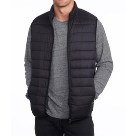 Men's Outerwear Puffer Bubble Vest Menswear Outfit - Color: Black, Size: X-Large