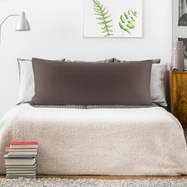 PiccoCasa Bolster Pillow Case Egyptian Cotton Body Pillow Cover 300 Thread Count Soft and Breathable Long Pillowcase with Zipper Closure Beaver 20"x55" (4ft 6in)