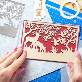OOTSR Christmas Deer Metal Cutting Dies, DIY Craft Carbon Steel Embossing Template, Die Cuts Stencil for Embossing/Card Making/Photo Decorative/Paper Scrapbooking
