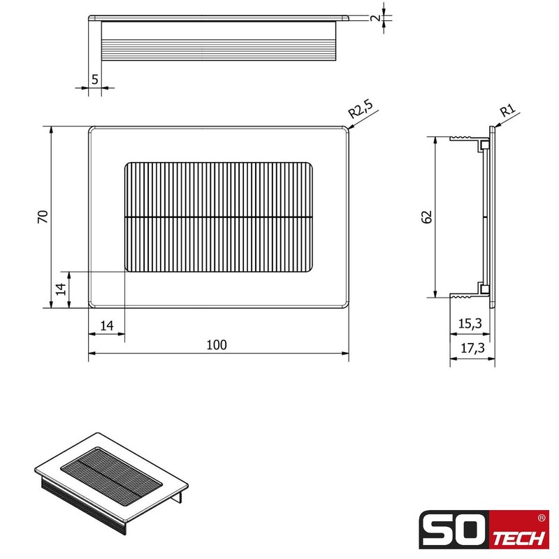 SOTECH 1 x Toledo cable passage made of anodised aluminium,
