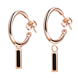 Feilok Stainless Steel Women's Stud Earrings with Pendant, Hoop Earrings, Tunnel Earrings for Women, Pierced Earrings, Stainless Steel Women's Stud Earrings, Set of 2, Stainless Steel