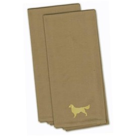 Caroline's Treasures BB3404TNTWE Golden Retriever Tan Embroidered Kitchen Towel (Set of 2), 28" x 19", Multicolor