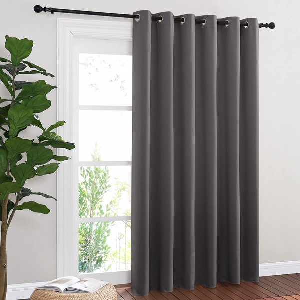 NICETOWN Sliding Door Curtains, Wide Thermal Blackout Patio Door Curtain Panel, Sliding Door Drapes/Draperies with Grommet Top (Gray, W80 x L84)