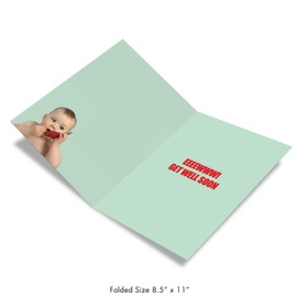 NobleWorks - Big Funny Get Well Paper Card 8.5 x 11 Inch with Envelope (1 Pack) Large Jumbo Cooties J9714