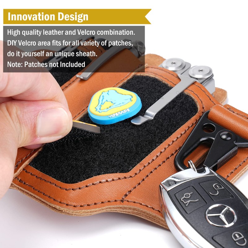 VIPERADE PL3 Multitool Sheath, Leather Sheath with DIY Patch Area,