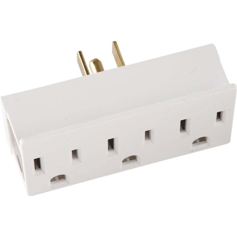 Leviton 15 Amp, 125 Volt, Triple Outlet Adapter, 697-W, White