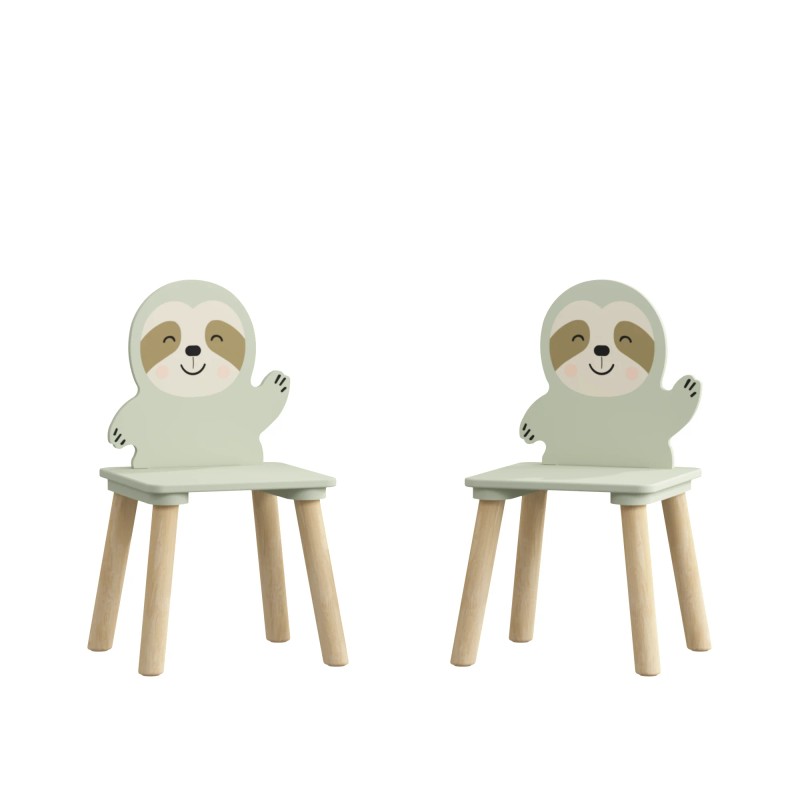 Modern Kids Table Chair Set 2 Sloth Chairs MDF Toddler