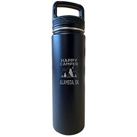 R and R Imports Alameda Saskatchewan Canada Happy Camper 32 Oz Engraved Black Insulated Double Wall Stainless Steel Water Bottle Tumbler