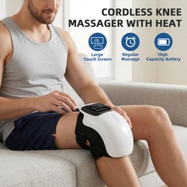 Knee Massager with Heat, Red Light & Vibration, Cordless Knee Heating Pad, 3 Heat Levels, 3 Vibration Modes, Adjustable Knee Wrap for Daily Comfort, Gift for Men, Women, Mom & Dad