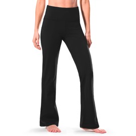 Safort 28" 30" 32" 34" Inseam Regular Tall High Waisted Bootcut Yoga Pants, 2 Pockets, Black, L