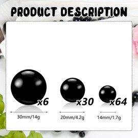 ZEBMOON 100PCS Black Faux Pearls Beads for Centerpiece Vases, Vase Filler Faux Pearls, No Holes Filler Beads for Party Anniversary Birthday Wedding Table Decor, 14/20/30mm