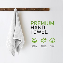 BLOOM BLENDS Super Soft 10-Piece Towel Bale Set – 550 GSM Absorbent 100% Cotton | 2 Bath, 2 Hand, 4 Face, 2 Glove Towels | Luxury & Quick-Dry Bathroom Set (White, 4 Hand Towels)
