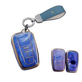 HIBEYO Key Fob Cover for Toyota Camry XLE XSE LE Corolla Avalon Limited RAV4 CHR C-HR Prado Prius Prime Key Chains Holder Key Case Cover Accessories 3 Buttons-Purple