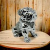 LondonMart Crushed Diamond Silver Bull Dog Ceramic Sparkly Crowned Puppy