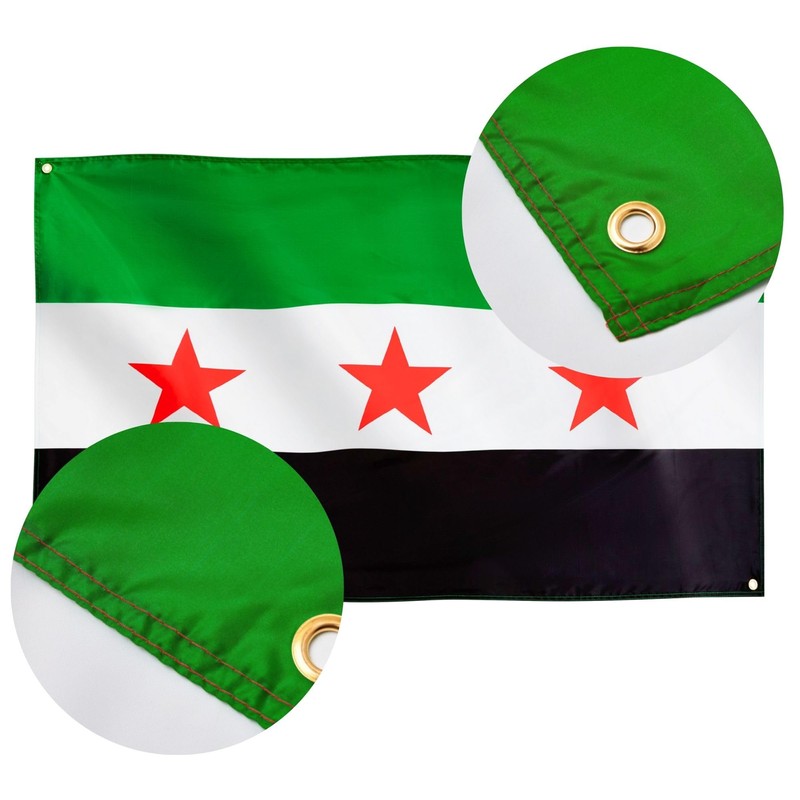 Runesol Syria Army Flag, 91x152cm, 3ftx5ft, Syrian Army Flag, Free