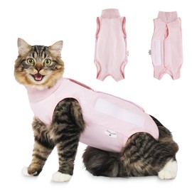 KittyCraft Cat Recovery Suit - Post Surgery Cat Onesie, Cat Post-Surgery Suit (Large, Pink)