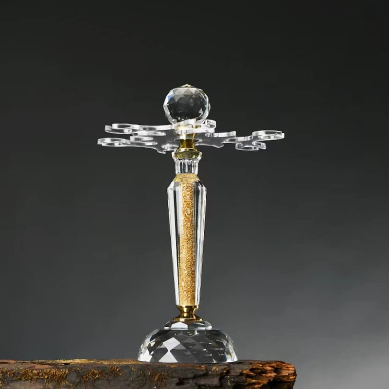 Elegant Desktop Crystal Glass Stemware Rack/Rotate 8 Wine Glass Storage