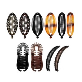 AYNKH Bananen-Haarspangen-Set für grobes und feines Haar, Doppelkamm lang, Pferdeschwanz-Stil, Metall-Haarspangen, Fischschwanz-Haarzubehör, Haarschmuck für Damen und Mädchen, 10 Stück
