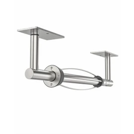 Paper Towel Holder Under Cabinet, Self Adhesive or Wall Mount Hanging Paper Towel Holder with Damping Effect, Single Hand Operable, Stainless Steel for Kitchen Bathroom (Silver)