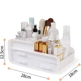 Queta Make-up-Organizer Cosmetic Storage Box Fits Jewelry, Brushes, Lipsticks, Creams, Stationries, with Capacity 9 Grids and 3 Drawers