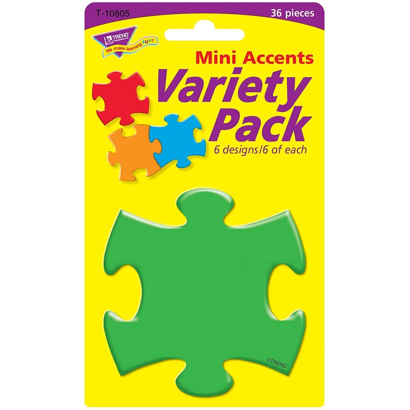 TREND enterprises, Inc. Puzzle Pieces Mini Accents Variety Pack, 36
