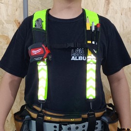 KUNN Tool Belt Suspenders Reflective - Heavy Duty Construction Reflective Safety Suspenders for Carpenter Electrician