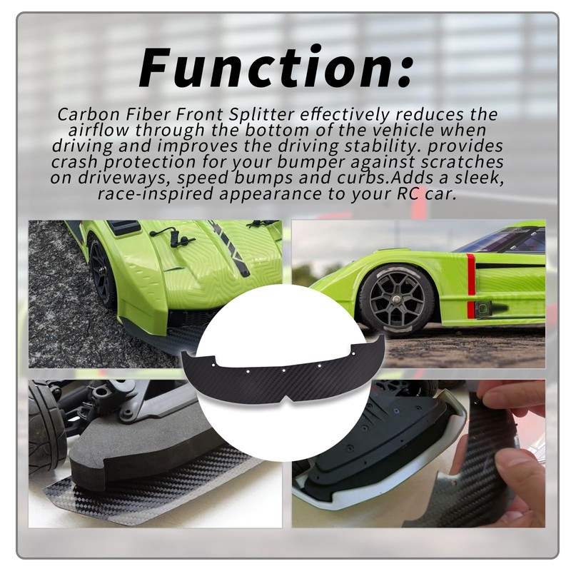 XTPTFABS Carbon Fiber Front Splitter(1SET) Compatible with ARRMA Vendetta 3s