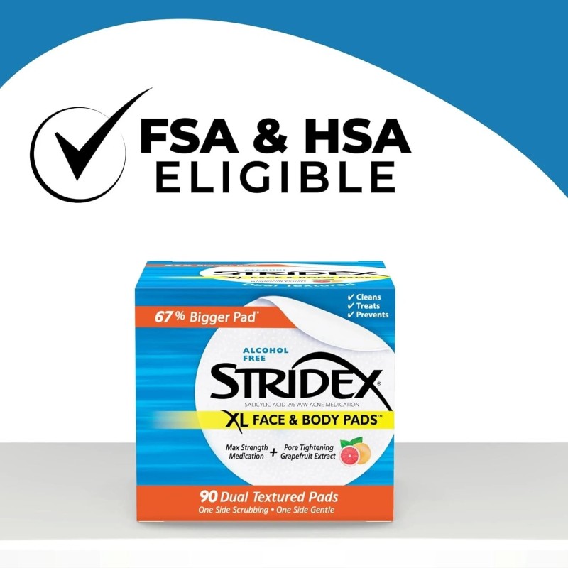 Stridex XL Face Body Pads, 90 Count