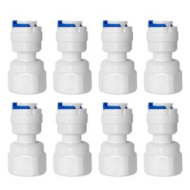 PAROAD 8 x I-shape quick fitting, 1/2 inch female to 1/4 inch push-fit quick connection for water filter hose, reverse osmosis, water installations (1/2 to 3/8 inch (12.7 mm to 9.53 mm))