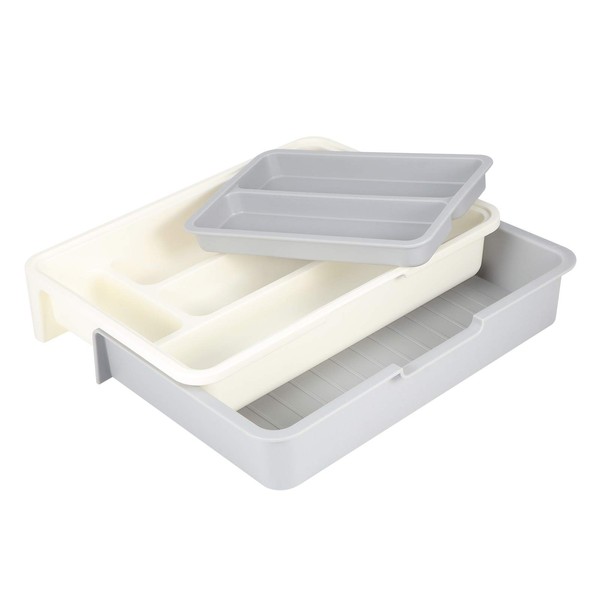 Cutlery Organiser, Expandable, Adjustable Cutlery Storage Compartment, 7 Compartments, Tidy