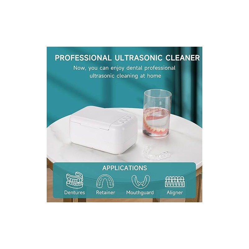 46kHz Ultrasonic Cleaner Machine Pro for Retainer, Dentures, Mouth Guard,