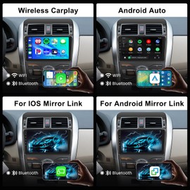 [2GB+64GB] Android Car Stereo for Toyota Corolla 2009-2013 Android Head Unit, Wireless Carplay Android Auto Mirror Link, 10.1 Inch Touch Screen Car Radio GPS,Bluetooth, WiFi, FM RDS Radio,BT/SWC/EQ