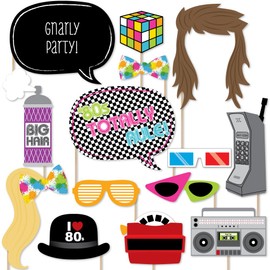 Big Dot of Happiness 80's Retro - Totally 1980s Photo Booth Props Kit - 20 Count