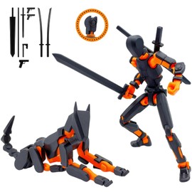 T13 Action Figure with Robot Dog, 3D Printed Kids' Play Action Figures, DIY Desktop Decoration for Stop Motion Animation and Art Lovers, PLA Material Set