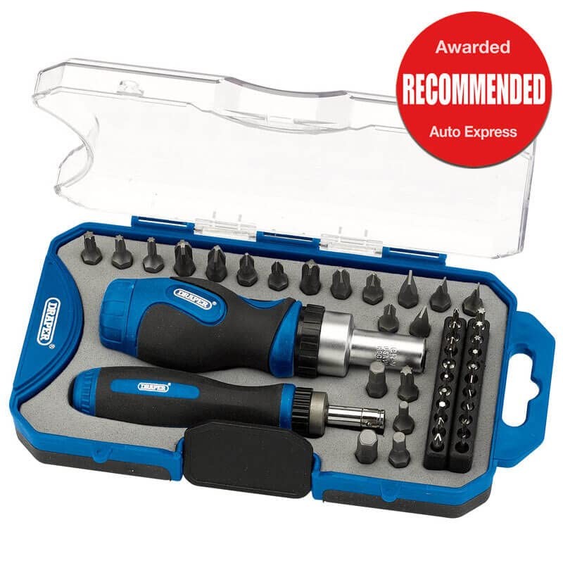Draper 46479 Ratchet Screwdriver and Bit 42 Piece Set ,