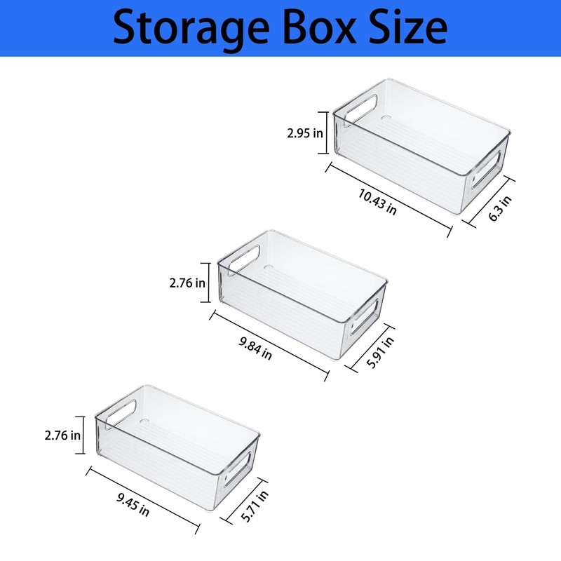 Refrigerator Organizer Bins 6 Pack Stackable Fridge Organizers with Handles