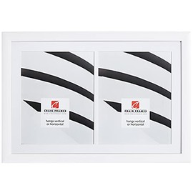 Craig Frames 12 x 18 Inch White Picture Frame, Single White Collage Mat with 2, 8 x10 Inch Openings