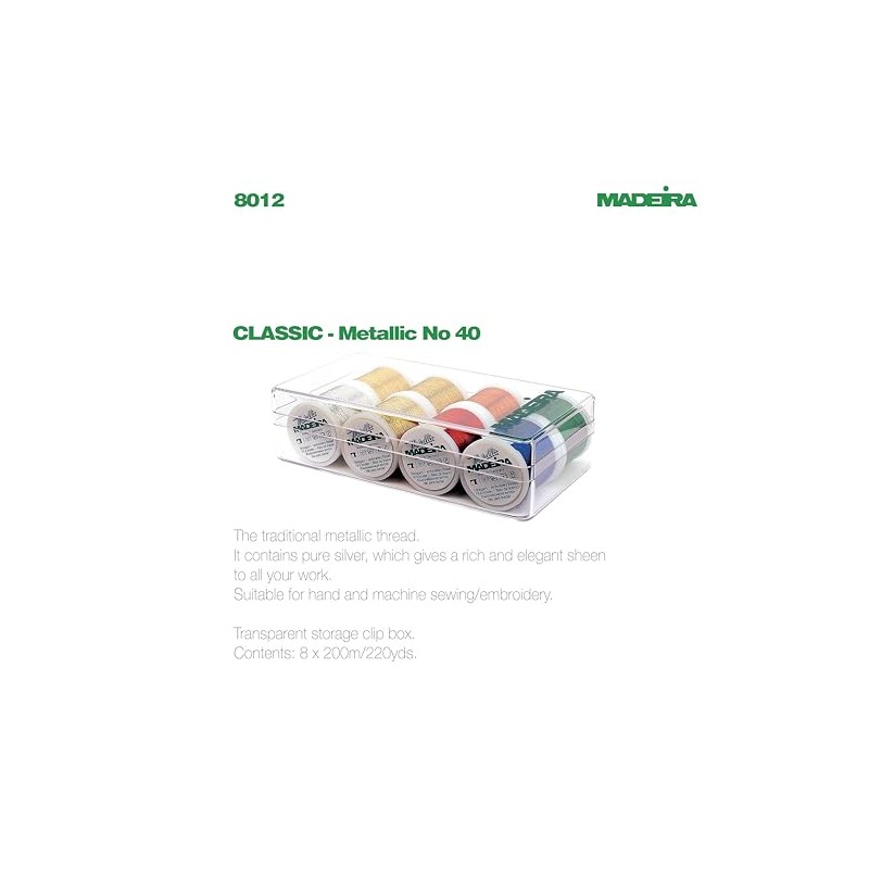 Madeira 8012 'Classic' Embroidery Box with 8 Metallic Bobbins 200