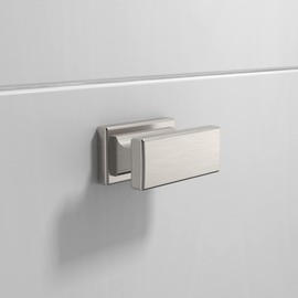 Amerdeco 10 Pack Brushed Satin Nickel Cabinet Handles - 1.46 Inch(37mm) Single Hole Rectangle Dresser Knobs and Pulls for Bathroom Cabinets