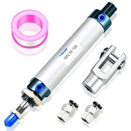 TAILONZ PNEUMATIC 16mm Bore 100mm Stroke Air Cylinder Double Action with Y Connector and 2Pcs 6mm Fitting MAL16x100